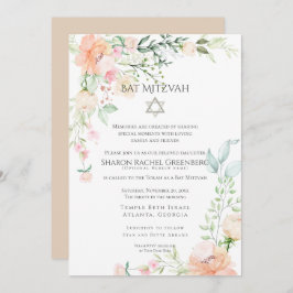 Convite BAT MITZVAH | Flores de Primavera de Aquarela Vers