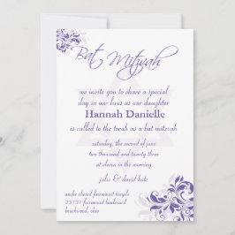 Convite Bat Mitzvah Formal Floral Roxo