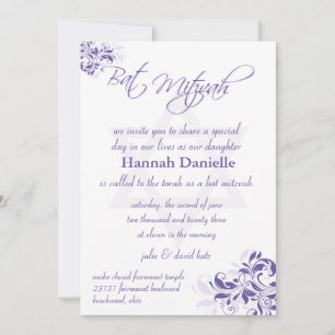 Convite Bat Mitzvah Formal Floral Roxo