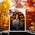 Convite Bat Mitzvah, Foto Floral Burgundy, Salve a Data<br><div class="desc">Imprima seus convidados com o requintado Bat Mitzvah Foto Floral Burgundy,  Salve o Convite de Data! Personalize com sua foto favorita e assista os elogios entrarem. Torne a celebração do seu morcego mitzvah inesquecível com estes convites.</div>