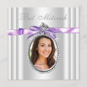 Convite Bat Mitzvah Foto Roxo Lavanda