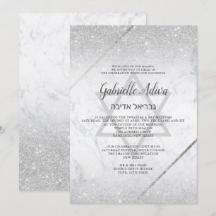 Convite Bat Mitzvah, guião de relâmpagos prateados