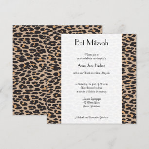 Convite Bat Mitzvah - Impressão animal, Leopard - Preto c
