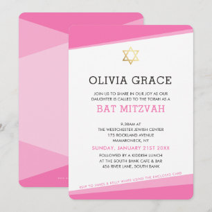Convite BAT MITZVAH INVITE ângulos modernos simples, cor-d