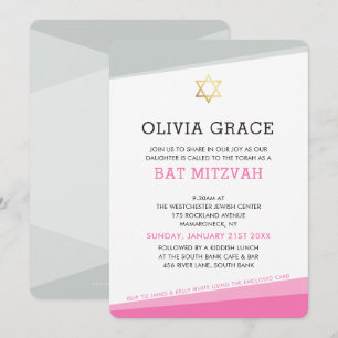 Convite BAT MITZVAH INVITE ângulos modernos simples, cor-d