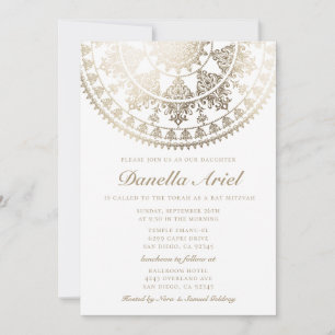 Convite Bat Mitzvah Invoca Folha de Ouro