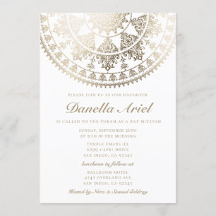 Convite Bat Mitzvah Invoca Folha de Ouro