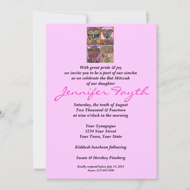 Convite Bat Mitzvah - L'Chaim To Life! (Frente)