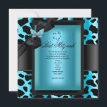 Convite Bat Mitzvah Leopard Teal Blue Butterfly<br><div class="desc">Bat Mitzvah Leopard Borboleta Teal Blue Black Girl Convite para qualquer convite Personalizar para alterar ou adicionar detalhes.</div>