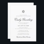 Convite Bat Mitzvah Minimalista Clássico Simples<br><div class="desc">Design é composto por tipografia sans serif e tipografia cursiva de escrita lúdica sobre um fundo simples. 

Disponível aqui:
http://www.zazzle.com/store/selectpartysupplies</div>
