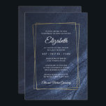 Convite Bat Mitzvah Modern Monograma Dourado<br><div class="desc">Composto por tipografia de serif elegante e de script cursivo no quadro do ouro e fundo azul escuro

Este foi projetado por materiais de terceiros selecionados,  exclusivos para o Zazzle.

Disponível aqui:http://www.zazzle.com/selectpartysupplies</div>