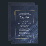 Convite Bat Mitzvah Modern Monograma Dourado<br><div class="desc">Composto por tipografia de serif elegante e de script cursivo no quadro do ouro e fundo azul escuro

Este foi projetado por materiais de terceiros selecionados,  exclusivos para o Zazzle.

Disponível aqui:http://www.zazzle.com/selectpartysupplies</div>
