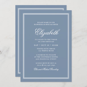 Convite Bat Mitzvah Modern Monograma em Quadro Simples