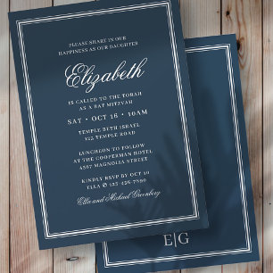 Convite Bat Mitzvah Modern Monograma em Quadro Simples