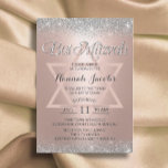 Convite Bat Mitzvah Modern Rosa Dourado e Silver Glitter<br><div class="desc">Bat Mitzvah Modern Rosa,  Dourada,  Convites à Leve Prateada.</div>