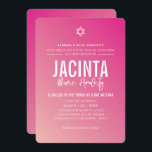 Convite BAT MITZVAH - moderna estrela fuschia gradiente ro<br><div class="desc">por kat massard >> kat@simplysweetPAPERIE.com << CONTACT ME para texto personalizado ou para adicionar quaisquer linhas em Hebraico Ame o design, mas gostaria de ver algumas mudanças - outro esquema de cores, produto, adicionar uma foto ou adaptado para uma ocasião diferente - sem preocupações me contate - estou feliz em...</div>