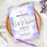 Convite Bat Mitzvah, moderna folha prateada, cor-de-água r<br><div class="desc">Tenha orgulho, alegria e mostre este marco do seu Bat Mitzvah favorito! Enviar este espantoso, moderno, cintilante, farelo prateado e pontos brilhantes e um guião manuscrito contra um fundo de aquarela púrpura macio, um convite personalizado para um evento se lembrar. Personalize o texto personalizado com o nome, a data e...</div>