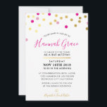 Convite BAT MITZVAH moderno confetti spots dourados cor-de<br><div class="desc">por kat massard >> WWW.SIMPLYSWEETPAPERIE.COM << CONTACT ME para texto personalizado ou para adicionar quaisquer linhas em Hebraico Ame o design, mas gostaria de ver algumas mudanças - outro esquema de cores, produto, adicionar uma foto ou adaptado para uma ocasião diferente - sem preocupações me contate - estou feliz em...</div>