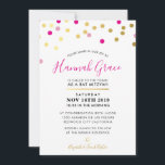 Convite BAT MITZVAH moderno confetti spots dourados cor-de<br><div class="desc">por kat massard >> WWW.SIMPLYSWEETPAPERIE.COM << CONTACT ME para texto personalizado ou para adicionar quaisquer linhas em Hebraico Ame o design, mas gostaria de ver algumas mudanças - outro esquema de cores, produto, adicionar uma foto ou adaptado para uma ocasião diferente - sem preocupações me contate - estou feliz em...</div>