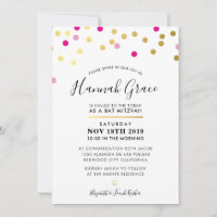 BAT MITZVAH moderno confetti spots dourados cor-de