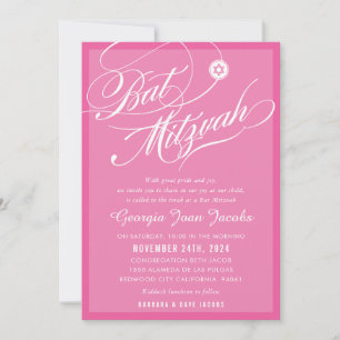 Convite BAT MITZVAH - moderno script elegante hollywood ro