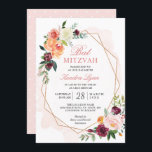 Convite Bat Mitzvah | Moldura Dourada moderna Aquarela Flo<br><div class="desc">Crie seu convite perfeito com este modelo pré-projetado, você pode personalizá-lo facilmente para ser exclusivamente seu. Para mais personalização, clique no link "personalizar mais" e use nossa ferramenta de design fácil de usar para modificar este modelo. Se você preferir papéis mais espessos / Término da Matriz, talvez considere escolher o...</div>