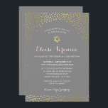 Convite BAT MITZVAH na moda mini confetti spot gold cinza<br><div class="desc">pelo kat massard >> kat@simplysweetPAPERIE.com <<< - - - - - - - - - - - - - - - - - - - - - - - - - - - - - - - - - - - - - - - - - - - - -...</div>