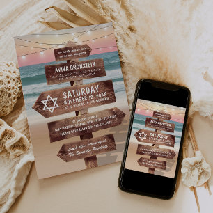 Convite Bat Mitzvah na Praia Estrela de Davi