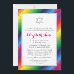 Convite BAT MITZVAH padrão da banda arco-íris prateada<br><div class="desc">pelo kat massard >> https://linktr.ee/simplysweetpaperie <<< Um design arrojado e brilhante striped do arco-íris para os CONVITES MITZVAH de seu filho. Uau, seus amigos e família com este pequeno número;D Configuração como modelo é simples você adicionar seus próprios detalhes, adicionar sua foto ou clicar no botão personalizar e você pode...</div>