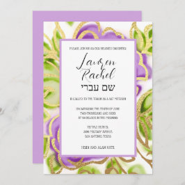 Convite Bat Mitzvah Painted Watercolor Rosas