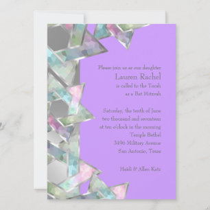 Convite Bat Mitzvah Pastel Star de David a Qualquer Cor