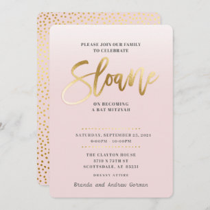 Convite Bat Mitzvah PERSONALIZADO Invite a ESLOANA de ouro