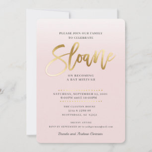 Convite Bat Mitzvah PERSONALIZADO Invite a ESLOANA de ouro