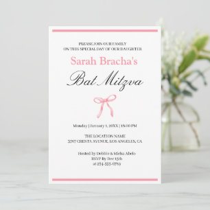 Convite Bat Mitzvah Pink Coquette Watercolor Arco