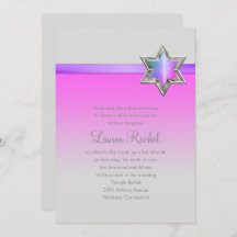 Bat Mitzvah Pink Ombre Ribbon e Star