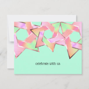 Convite Bat Mitzvah Pink Peach Estrela Verde de David