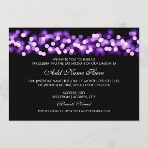 Convite Bat Mitzvah Purple Hollywood Glam