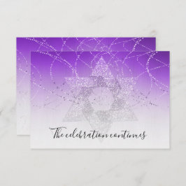 Convite Bat Mitzvah Purple Star Glittery After Party Card