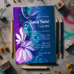 Convite Bat Mitzvah Purple Teal Blue Bohemian Floral<br><div class="desc">Bat Mitzvah Purple Teal Blue Bohemian Floral Bar Mitzvah e Bat Mitzvah,  conjuntos de convites desenhados por Umua. Impresso e enviado pela Zazzle ou seus parceiros.</div>