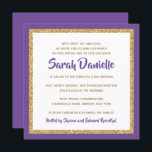 Convite Bat Mitzvah, Púrpura e Dourada<br><div class="desc">Este convite do Bat Mitzvah de tendência apresenta brilho falso cintilante em camadas sobre um fundo de cor sólida. Use o formulário modelo para adicionar suas próprias informações. O recurso "Personalizar" pode ser usado para alterar o estilo,  a cor e o layout da fonte.</div>