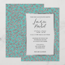 Convite Bat Mitzvah Qualquer Cor com Pontos Brilhantes Pra