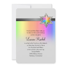 Bat Mitzvah Rainbow e Black Ribbon Silver Star