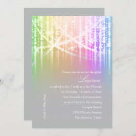 Convite Bat Mitzvah Rainbow Sparkly Lights