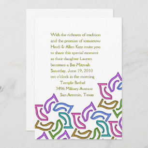 Convite Bat Mitzvah Rainbow Star of David Invitation