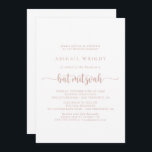 Convite Bat Mitzvah, rosa Dourado Minimalista de Caligrafi<br><div class="desc">Este convite do morcego mitzvah minimalista de caligrafia rosa é perfeito para um morcego rústico mitzvah. O design simples e elegante apresenta a tipografia de script clássico e de rico em rosa dourado e branco.</div>