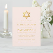 Bat Mitzvah Rosa & Estrela de Davi Dourada Simples