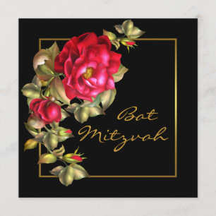 Convite Bat Mitzvah Rosa Vermelha