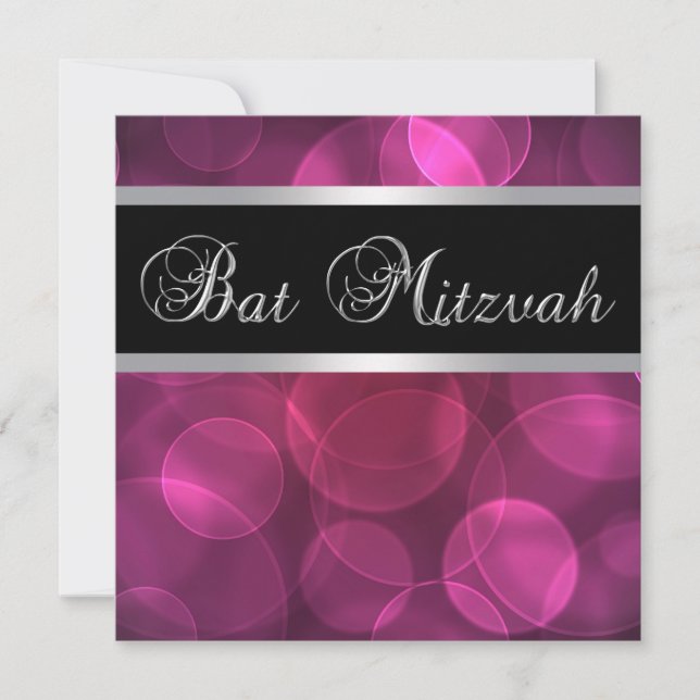 Convite Bat Mitzvah Rosa Vibrante (Frente)