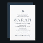 Convite Bat Mitzvah Simple Modern Star de David<br><div class="desc">Composto por uma escrita lúdica e uma tipografia san serif; tudo contra um pano de fundo branco. Este foi projetado por materiais de terceiros selecionados,  exclusivos para o Zazzle. Disponível aqui: http://www.zazzle.com/store/selectpartysupplies</div>