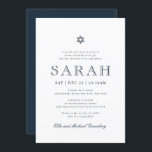 Convite Bat Mitzvah Simple Modern Star de David<br><div class="desc">Composto por uma escrita lúdica e uma tipografia san serif; tudo contra um pano de fundo branco. Este foi projetado por materiais de terceiros selecionados,  exclusivos para o Zazzle. Disponível aqui: http://www.zazzle.com/store/selectpartysupplies</div>